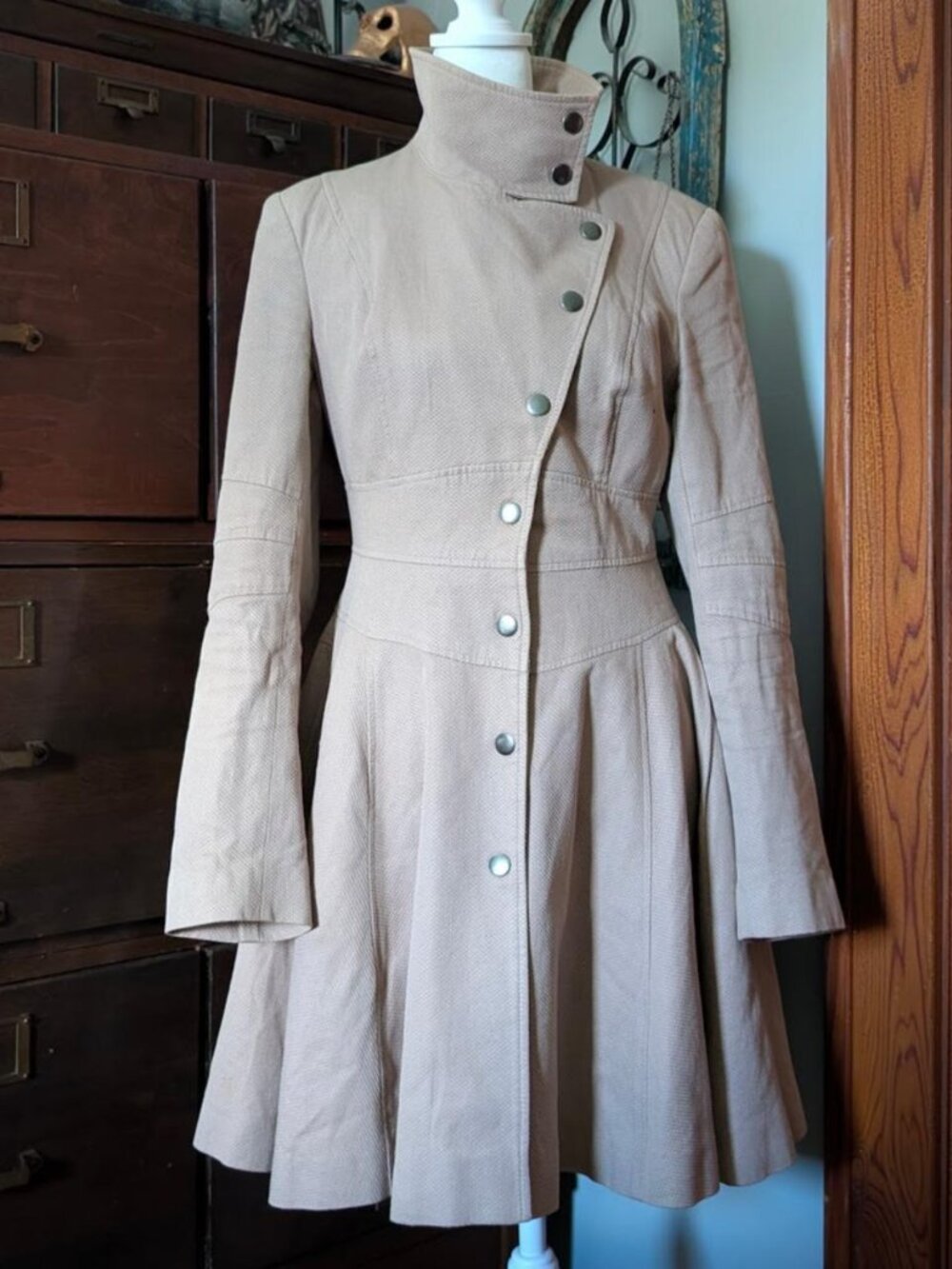 ASOS 2010s size 4 funnel neck asymmetrical trench coat